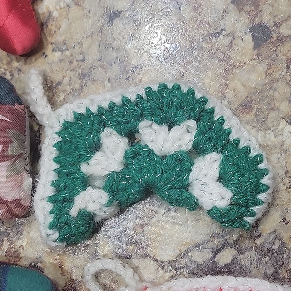 Miniature Christmas Stockings Ornaments.  Set of 3 plus 2 hand crocheted - Picture 6 of 6
